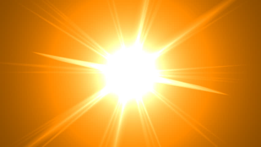 Na pomarańczowym obrazku widzimy mocno świecące słońce