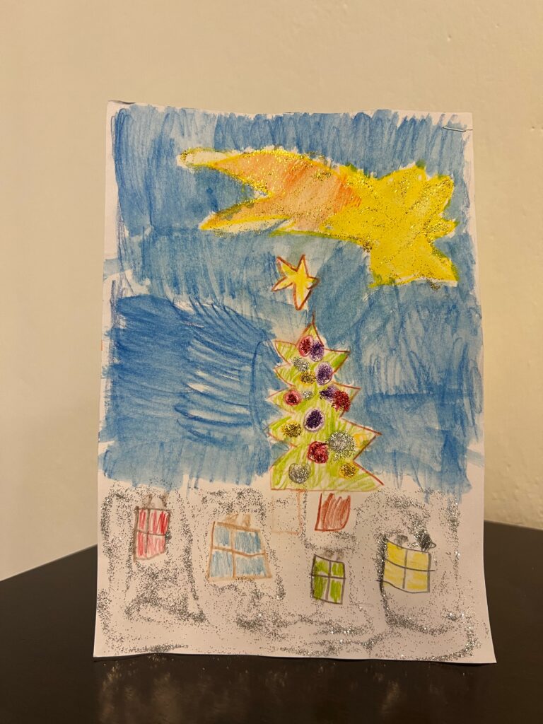 Galeria przedstawia prace dzieci w konkursie na Najpiękniejszą Kartkę Bożonarodzeniową