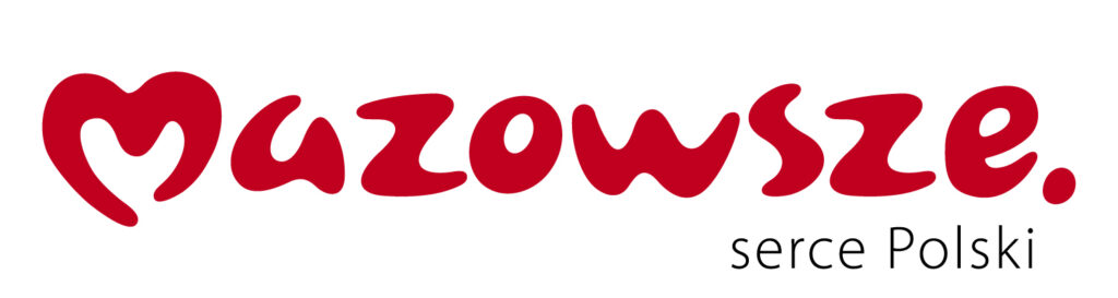 czerwone logo z napisem Mazowsze serce Polski