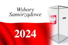Na obrazku widnieje flaga Polski, który zawiera elementy dwa poziome pasy: biały u góry i czerwony na dole. Na tej tle umieszczone są słowa „Wybór samorządów”, mieszczące się w czarnych literach.
