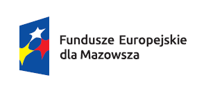 Logo Funduszy Europejskich dla Mazowsza. Niebieski prostokąt z białą gwiazdą, obok czarny napis na białym tle.